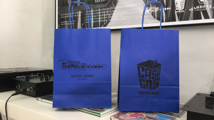 Bolsa de papel con asa trenzada para Tarifa Records